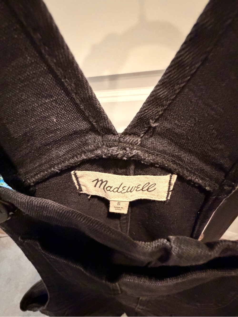 Madewell Black Denim Women's straight-leg overalls with front pocket - Picture 4 of 4